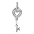 thumbnail image 1 of Pendentif en Forme de Clé en Zircon Cubique Plaqué Rhodium en Argent Sterling 925, 1 of 2
