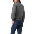 thumbnail image 3 of INSPIRE CHIC Women's Stand Collar Zip Up Raglan Sleeves Bomber Quilted Jacket S Dark Gray, 3 of 6