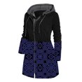 thumbnail image 4 of CEHVOM Femmes Automne et Hiver Imprimé à Empiècements Manches Longues à Cordon Cardigan Manteau Hauts Coupe-Vent à Capuche Liquidation, 4 of 4