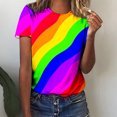 thumbnail image 2 of Penkiiy T-Shirt Coloré pour Femme Arc-en-Ciel Col Rond Manches Courtes Chemise Basique Haut Blouse S Multicolore, 2 of 6