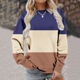 thumbnail image 3 of EQWLJWE Chemises à Manches Longues pour Femmes Été Femmes Décontracté Patchwork Imprimé Col Rond Manches Longues Chandail Blouse Chandail en Molleton Hauts Vêtements d'Automne pour Femmes, 3 of 5