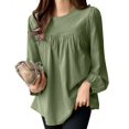 thumbnail image 2 of Timegard Womens Plus Size Tops Crew Neck Long Sleeve Ruched Comfy Tee Shirts Fall Casual Loose Tops, 2 of 7