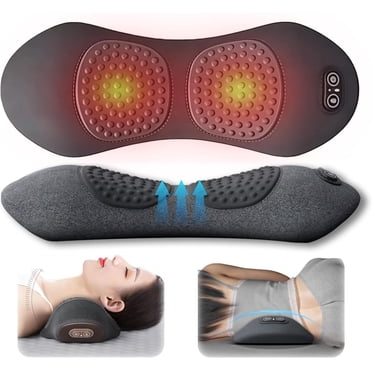 Smooth Spine Triple Fusion Back Massager, 3 in 1 Lumbar Support Pillow Massager for Sciatica, with Electric Heated, Vibration & Traction, for Lower Back Pain Relief and Spine Support (Black)