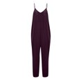 thumbnail image 4 of Summer Jumpsuits for Women Spaghetti Straps Solid Color Wide Leg Long Pants Rompers Casual Loose Fit Beach Jumpsuits, 4 of 5