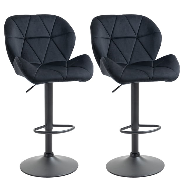 HOMCOM Tabouret de Bar Ensemble de 2 Chaises de Comptoir en Tissu à Hauteur Réglable Noir
