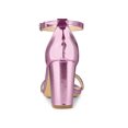 thumbnail image 2 of BLISSFUL STEP Women's Sandals Rhinestone Chunky Heel Ankle Strap Open Toe Party Shoes Pink 5.5, 2 of 7