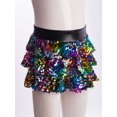 thumbnail image 4 of XUNZOO Girls Sequins Ruffle Layers Culottes Kids Shiny Hip Hop Samba Skirt with Shorts Latin Mini Colorful 4, 4 of 7
