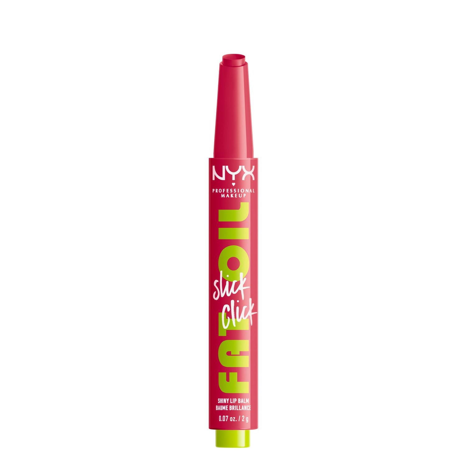 NYX PROFESSIONAL MAKEUP, Baume brillance Fat Oil Slick Click, Baume format bâton, Infusé d'huiles nourissantes, Fini haute brillance - Double Tap (Raspberry Pink)