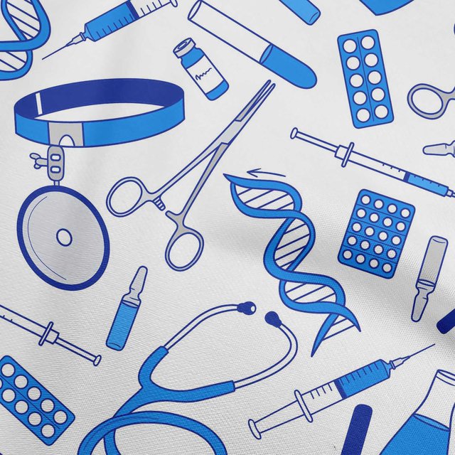 oneOone Cotton Flex Medium Blue Fabric Tool Fabric For Sewing Printed Craft Fabric By The Yard 40 Inch Wide