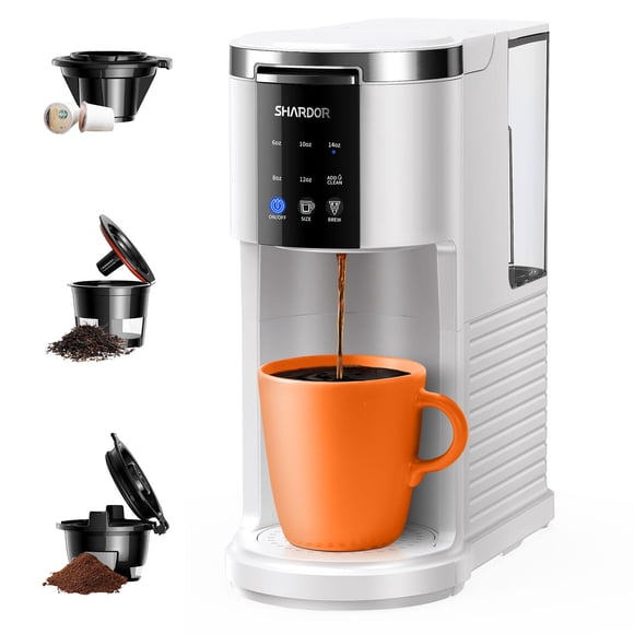 SHARDOR Cafetière 3 en 1 à Dosettes K-Cup, Cafetière à Portion Individuelle pour Dosettes K-Cup et Café Moulu et Thés, Tailles d'Infusion de 6 à 14 Oz, Réserve d'Eau Amovible de 40 Oz