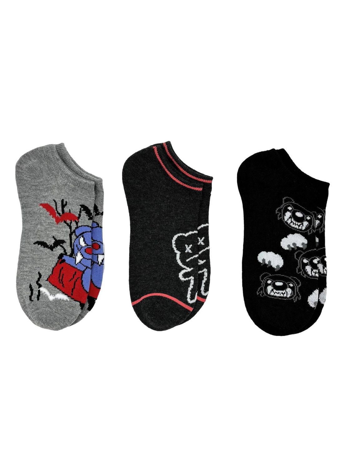 Deddy Bears Women's No-Show Socks, 3-Pack, Size 4-10