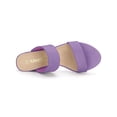 thumbnail image 4 of BLISSFUL STEP Women's Shoes Dual Straps Mid Block Heel Slide Sandals Purple 8.5, 4 of 7