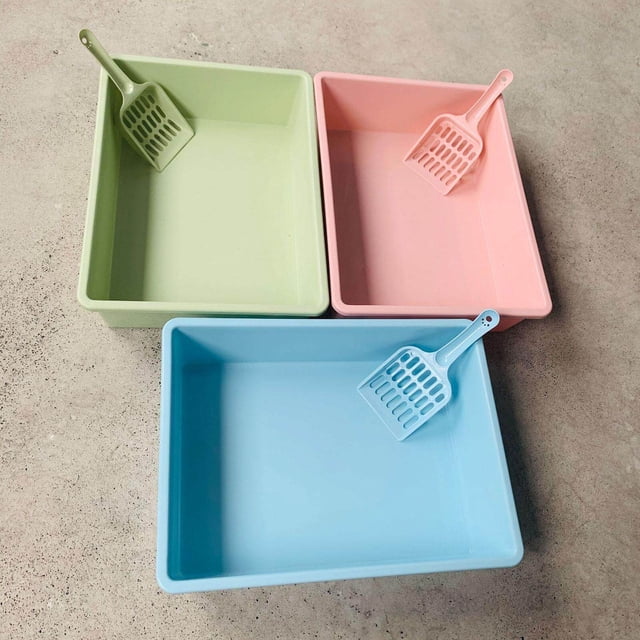 pitrice Cat Litter Box Pet Litter Tray Toilet Litter Pan Kitty with Scoop