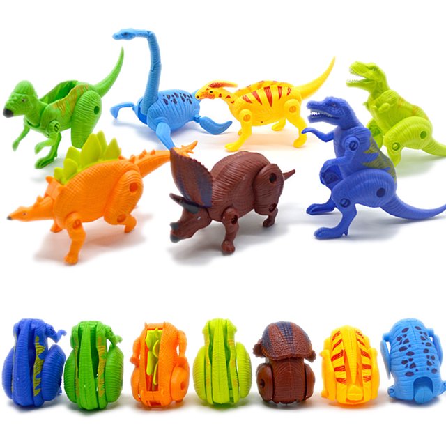 7PCS Dinosaur Egg Mini Novelty Movable Dinosaur Figure Educational Toy for Kids