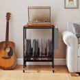 thumbnail image 2 of Costway Meuble pour Tourne-Disque avec Rangement pour Disques Vinyles et Pochette de Rangement Latérale, Roues Pivotantes Brun, 2 of 10