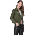 thumbnail image 4 of INSPIRE CHIC Women Short Soft Zip Up Faux Suede Biker Moto Jacket, 4 of 4