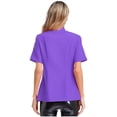 thumbnail image 4 of YONGHS Women's Short Sleeve Cross Collar Chef Coat Double Breasted Chef Jacket Kitchen Restaurant Work Uniform Purple L, 4 of 7
