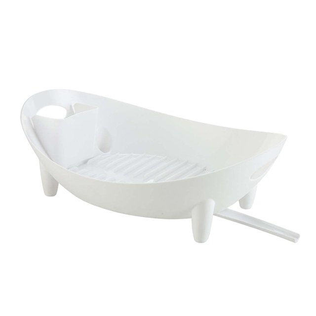 Bamboohart Polypropylene Dish Drying Rack with Drainboard Space-Saving and Multifunctional for Kitchen Countertops (42.5x32x14.5cm)