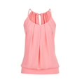 thumbnail image 1 of Débardeur Camisole Femme Été Tendance Col Rond Plissé Sans Manches Décontracté Basique Rose G, 1 of 4