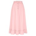 thumbnail image 4 of Bovxnpu Plus Size Skirts For Women, Womens Summer Midi Skirts Ruffle Flowy A-Line Long Skirt with Pockets, Womens Elastic Waist Drawstring Pleated Mid Skirt XL, 4 of 5