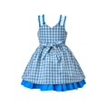 thumbnail image 2 of Girls Dress Vintage Blue Plaid Stripe Layered Lace Ruffle Sleeveless 6 Years, 2 of 6