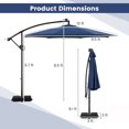 thumbnail image 3 of Costway 10 FT Solar Offset Hanging Umbrella with 96 Solar Multi-colored Flowing LED Lights Navy, 3 of 10