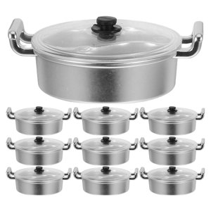PENIKOKO 10pcs Joyful Cookware Set pour un design réaliste facile à nettoyer Argent Mini Accessoires de cuisine