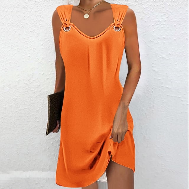 Robe Décontractée Polyvalente Imprimée à Col Rond Sans Manches pour Femmes, Robe Polyvalente Imprimée à Col Rond Sans Manches avec Bretelles, Parfaite pour les Journées d'Été Décontractées en Déplacement