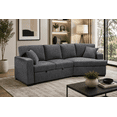 thumbnail image 2 of K-Living Charles Modern Grey Fabric Sofa Bed with Drop-Down Tray and Matching Pillows, 2 of 6