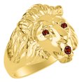 thumbnail image 3 of RYLOS Gold Plated Silver Lion Head Ring Color Stone Birthstones Eyes and Mouth Fun Designer Rings Garnet Jewelry Size 13, 3 of 8