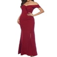 thumbnail image 2 of Women‘s Summer Long Evening Dress Solid Color Off Shoulder High Split Mermaid Hem Party Dress, 2 of 7