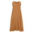 thumbnail image 4 of CHOK Robes Décontractées pour Femmes Couleur Unie Sans Manches Coton Lin Poches Longue Robe Dames Plage Été Robes, 4 of 5