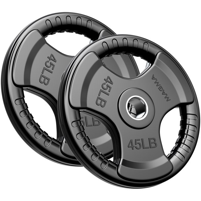 MAGMA Virgin Rubber 2-Inch Cast Iron Olympic Grip Plates, for Strength Training, Weightlifting, Muscle Toning, Weight Loss & Crossfit