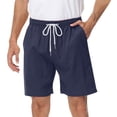 thumbnail image 2 of Plebaso Summer Men's Casual Shorts Drawstring Lightweight Shorts Plain Elastic Waist Short Pants for Men, 2 of 6