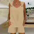 thumbnail image 4 of Yuyuzo Womens Lounge Sets Two Piece Square Neck Tank Tops Wide Leg Shorts with Pockets Matching Outfits, 4 of 7