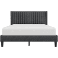 thumbnail image 3 of Fullfurnique Upholstered Bed Frame with Wing Side and Channel Headboard, Queen, Dark Gray, 3 of 7