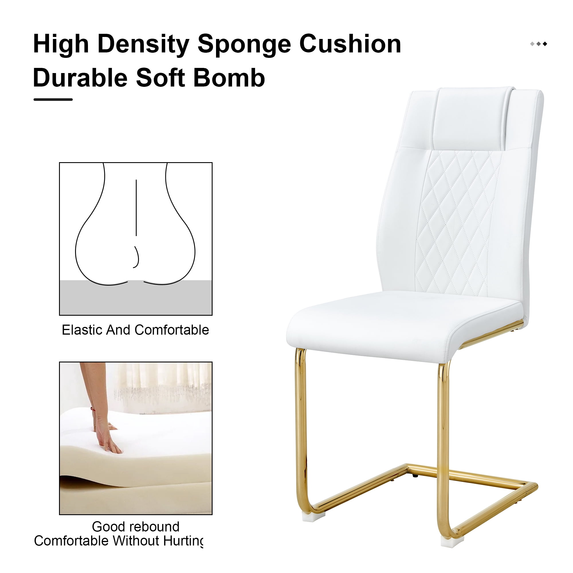Noble House Modern style white PU dining chairs (4 per box) - featuring a mesh backrest design