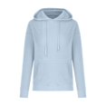 thumbnail image 4 of Swstbby Liquidation d'Automne! Hauts d'Automne pour Femmes Grande Taille, Chandail à Capuche à Manches Longues Col Rond Couleur Unie Bleu G, 4 of 4