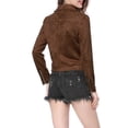 thumbnail image 4 of INSPIRE CHIC Women's Motorcycle Jacket Faux Suede Solid Color Asymmetric Zipper Jacket XL Dark Brown, 4 of 8