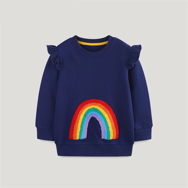 RXIRUCGD Haut à Manches Longues Polyvalent pour Enfants, Col Rond, Décontracté, Ample (Bleu, Taille: 2 Ans)