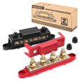 thumbnail image 1 of Mofeez Power Distribution Block Bus Bar, 4 x 5/16" Posts, 6 x #8 Screws Terminals, Max 48V 250A (Pair, Red & Black), 1 of 15