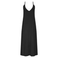 thumbnail image 4 of VEKDONE Robe d'Été Sans Manches en Coton et Lin Uni à Col en V pour Femme Jupe Noire P, 4 of 6
