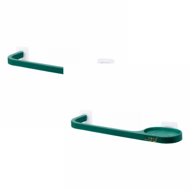 Oleegame 2PC Spoon And Lid Rest Wall Mounted Towel Rack Hanging Plastic Towel Bar Storage Rack Bathroom Rack Single Bar Bath Towel Rack Green