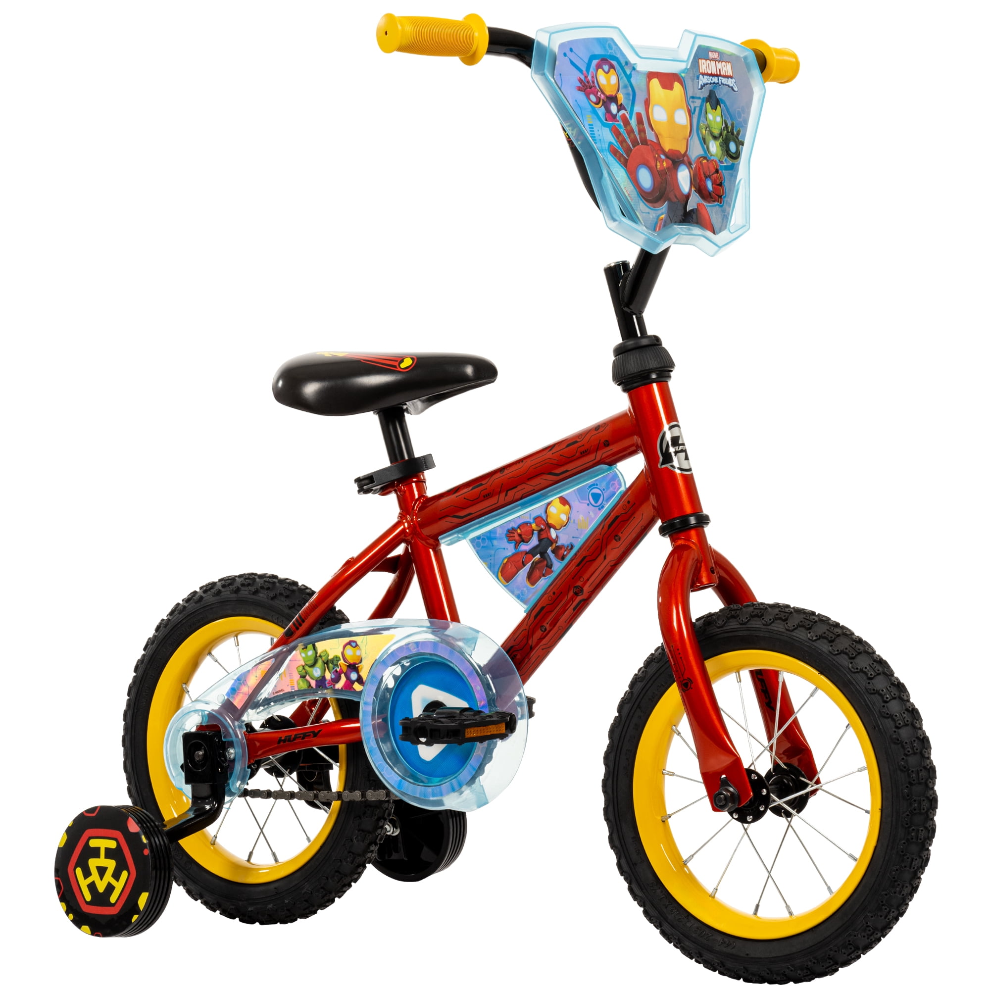 Huffy 12-inch Iron Man and His Amazing Friends Bike for Kids with Training Wheels, Red