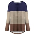 thumbnail image 4 of IROINID Deals Ladies Long Sleeve T Shirts Lounge Socket Geometry Printed Round-Neck Tops,Dark Blue, 4 of 5