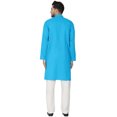 thumbnail image 2 of SKAVIJ Ensemble Kurta Pyjama Homme Coton Manches Longues Soirée Yoga Turquoise TTG, 2 of 6