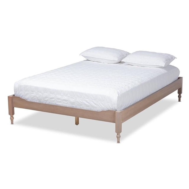 Baxton Studio Laure Lit Plateforme Double en Bois de Style Mi-Siècle en Chêne