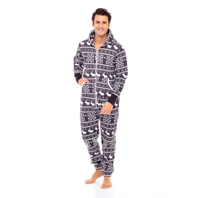 Combinaison de Pyjama Unisexe pour Hommes Adultes une Pièce Sans Pieds