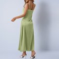 thumbnail image 4 of Mceream Robe Midi Moulante Froncée pour Femme à Bretelles Spaghetti Longue Combinaison Satin Soie Robe Midi Dos Nu Soirée Fête Invitée de Mariage Robe Cocktail Jaune m, 4 of 7