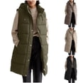 thumbnail image 1 of LOVZFMLL Winter Jackets for Women, Long Sleeveless Puffer Vest with Hood and Pockets, 1 of 4